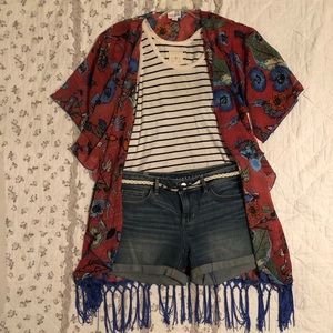 Light denim cuff shorts (5 inch) with belt - 4